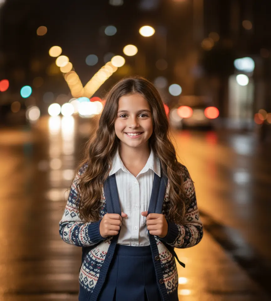 Standing In Street Woman AI Baby Photo Generator template