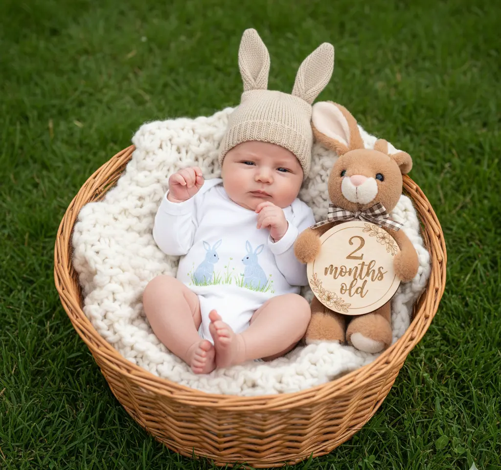 Newborn Boy Sleeping Portrait AI Baby Photo Generator template