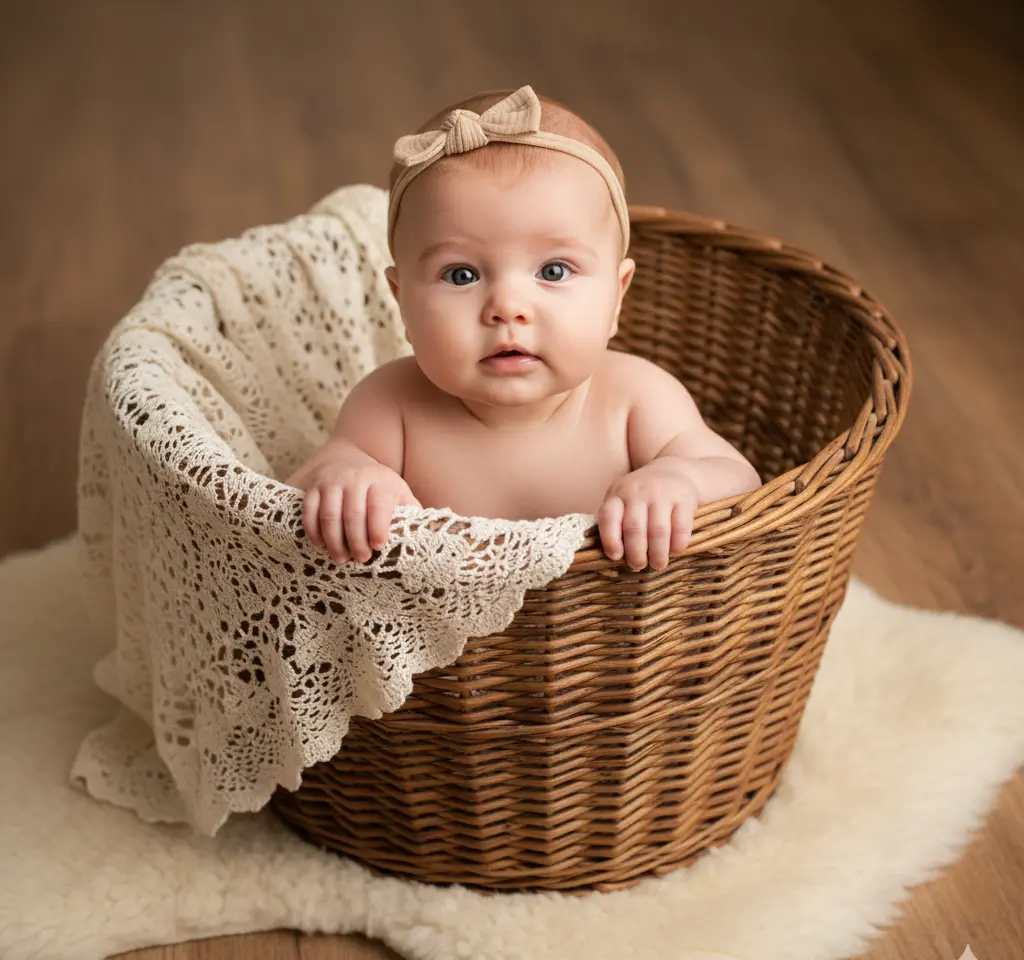 Newborn Girl Sleeping Portrait AI Baby Photo Generator template