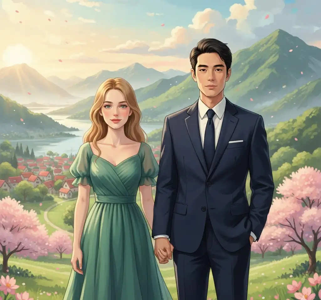 Ghibli Art Style Couple AI Couple Photo template