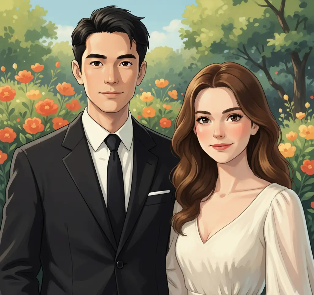 Studio Ghibli Couple Portrait AI Couple Photo template