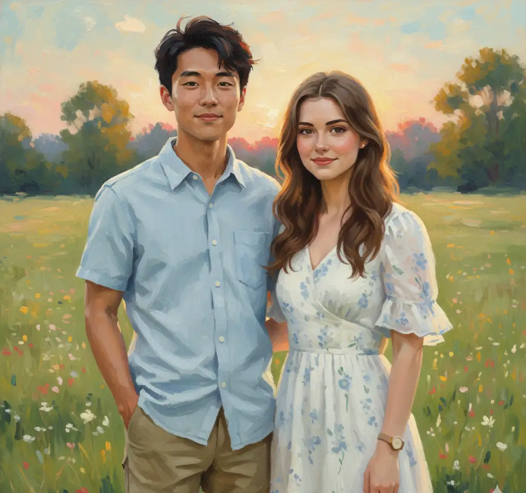 Monet Style Painting Couple AI Couple Photo template