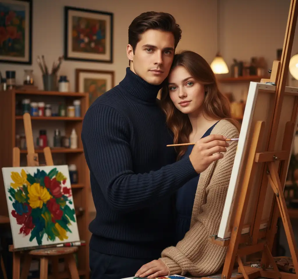 Artistic Painting Couple Portrait AI Couple Photo template
