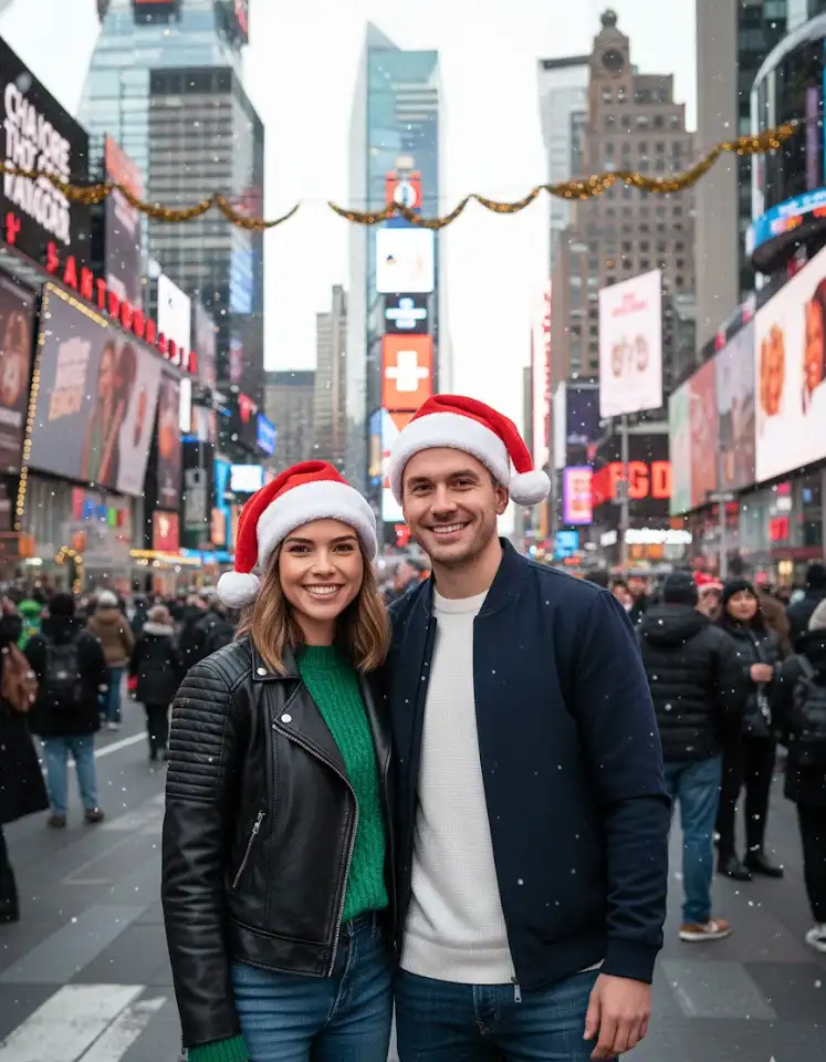 Christmas in New York Couple AI Couple Photo template