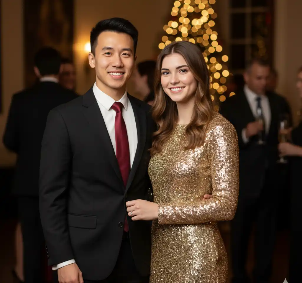 Christmas Party Couple Portrait AI Couple Photo template