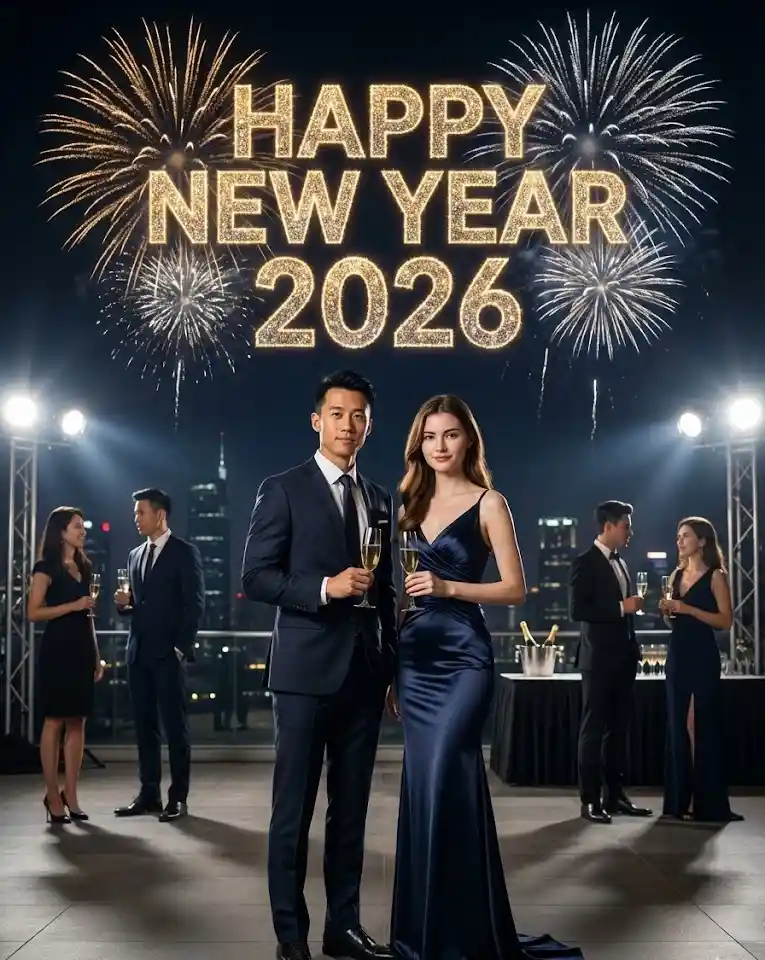 Corporate New Year Party Couple AI Couple Photo template