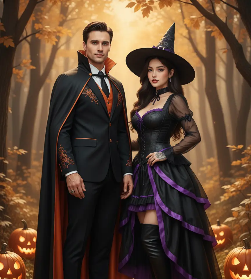 Halloween Couple Costume AI Couple Photo template