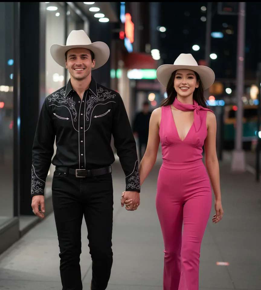 Neon Nights Halloween Couple AI Couple Photo template