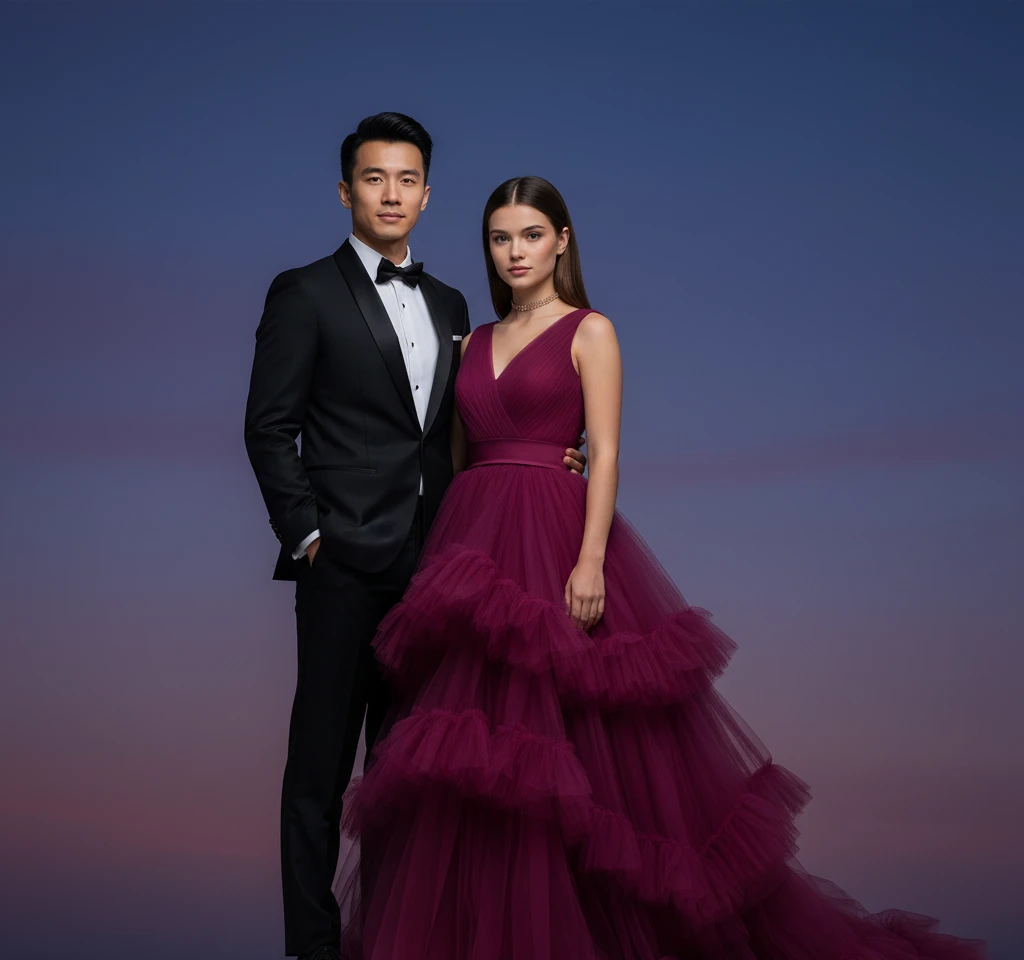 Prom Night Couple Portrait AI Couple Photo template