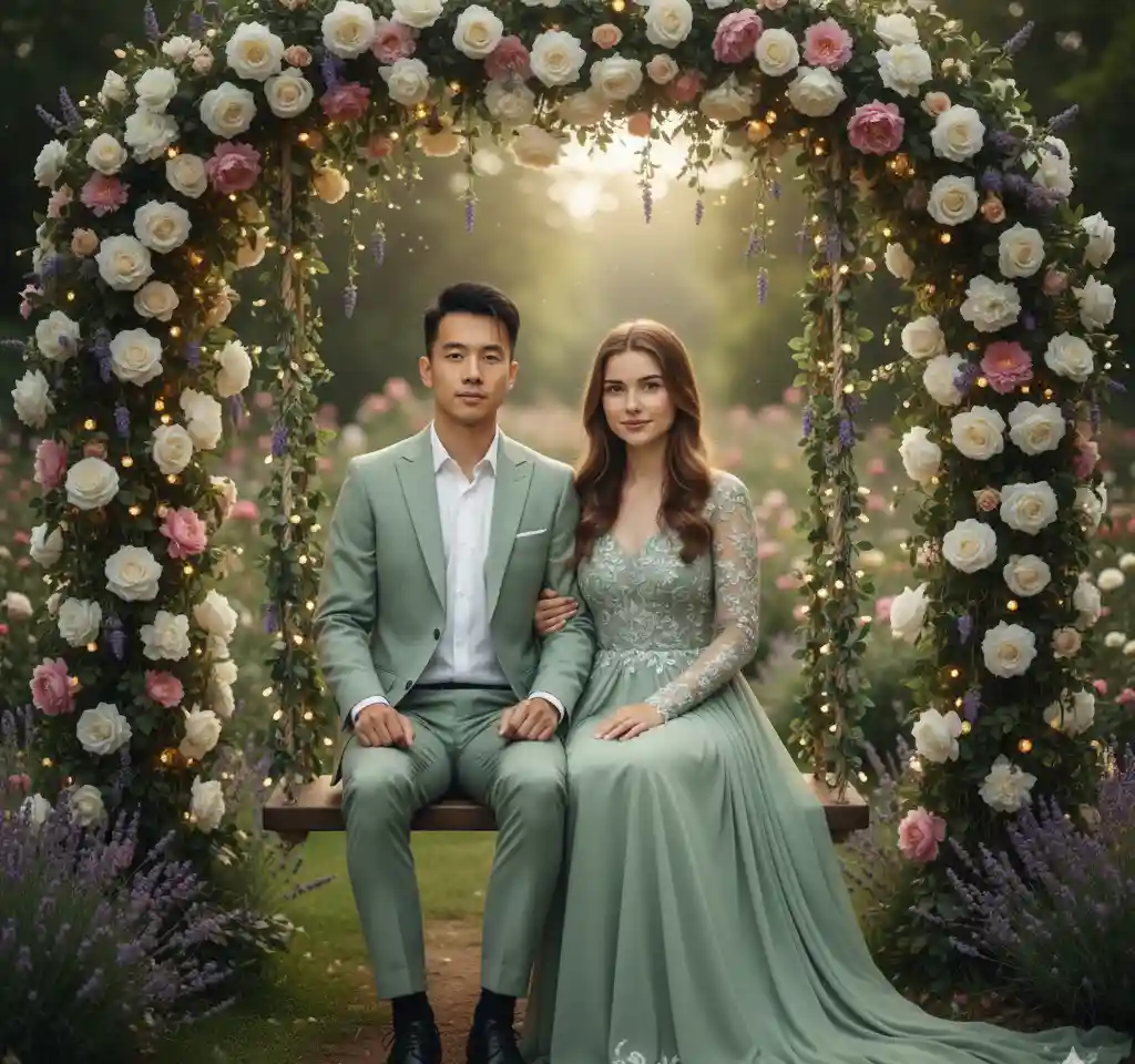 Festival Celebration Scene #15 AI Couple Photo template