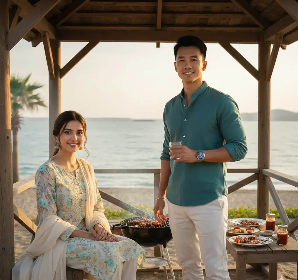 Festival Celebration Scene #23 AI Couple Photo template