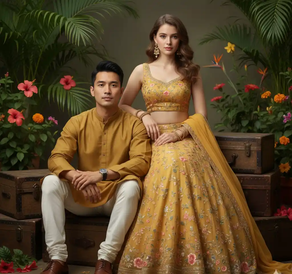 Festival Celebration Scene #28 AI Couple Photo template