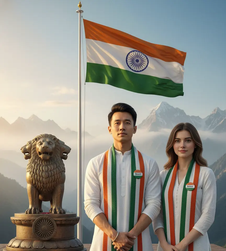 Republic Day Patriotic Couple AI Couple Photo template