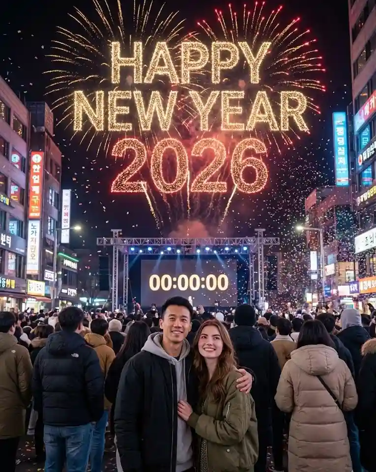 Street Festival Countdown AI Couple Photo template