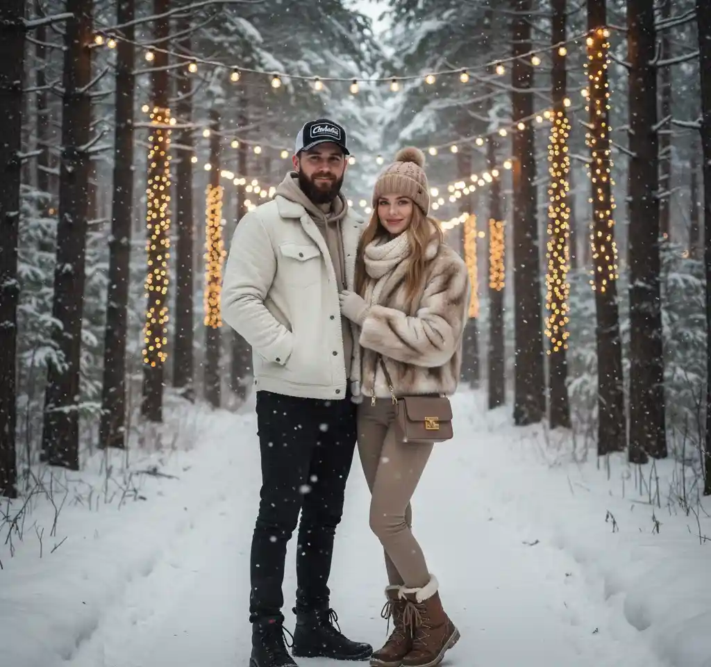 Winter Holiday Couple Vibes AI Couple Photo template