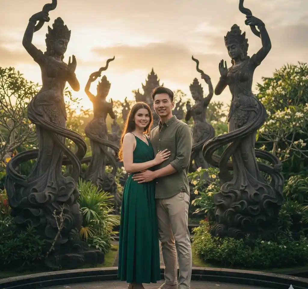 Taman Dedari Bali Couple AI Couple Photo template
