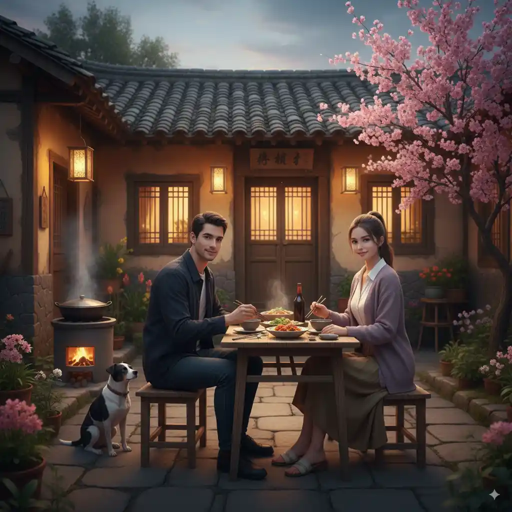 Romantic Dinner Date Couple AI Couple Photo template