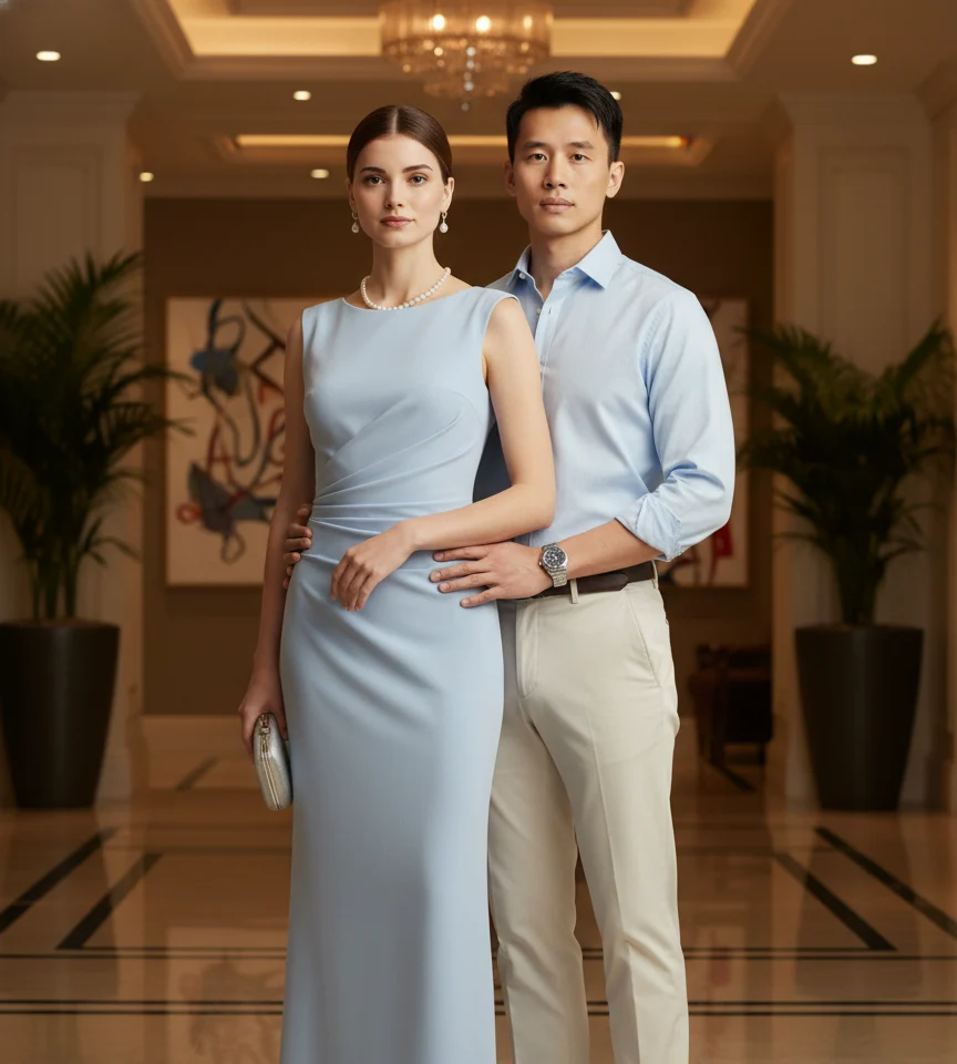 Grand Hotel Lobby Couple AI Couple Photo template