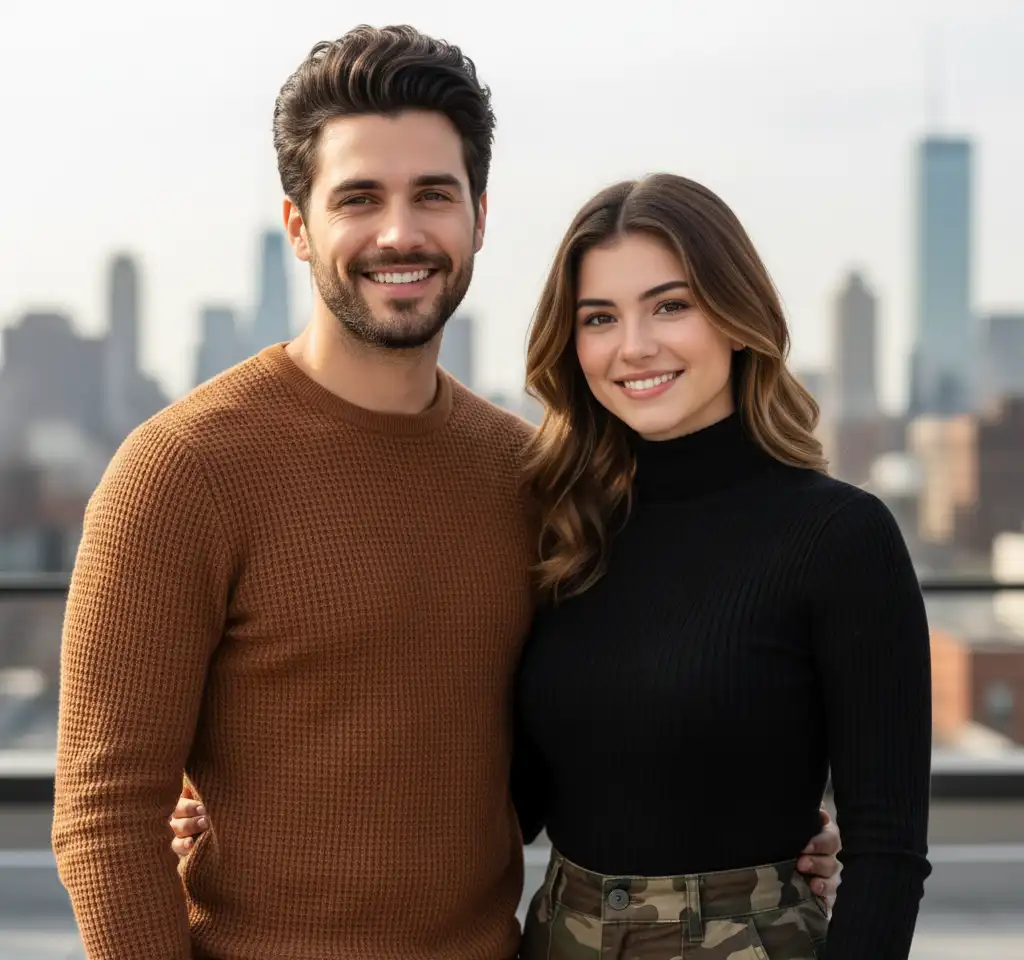 Rooftop Scene AI Couple Photo template