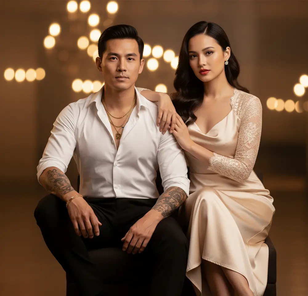 Sitting In Bars AI Couple Photo template