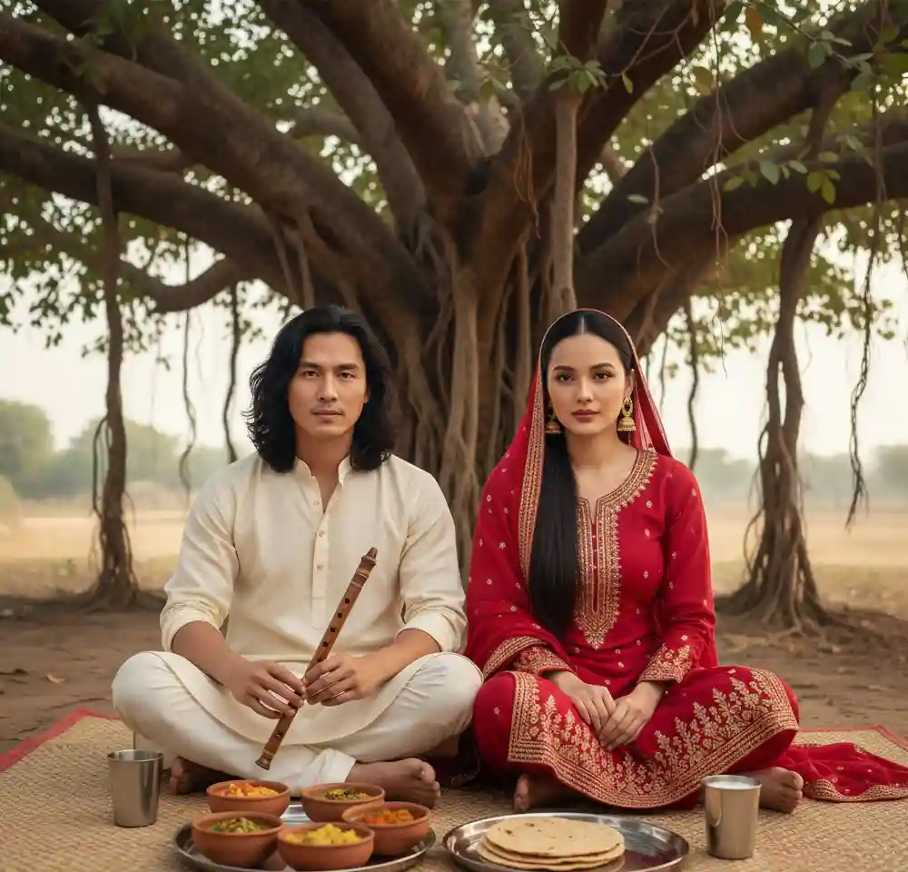 Village In Farm AI Couple Photo template