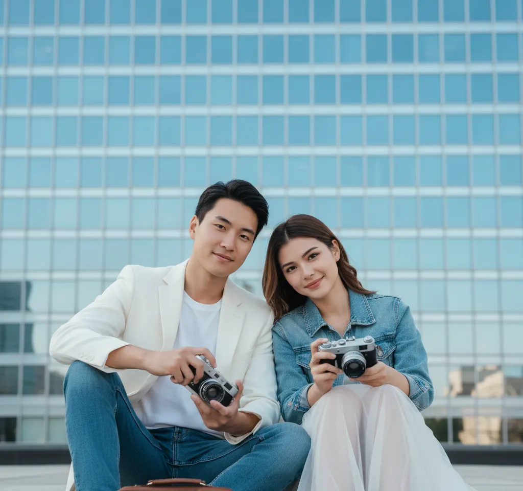 City Outdoor AI Couple Photo template