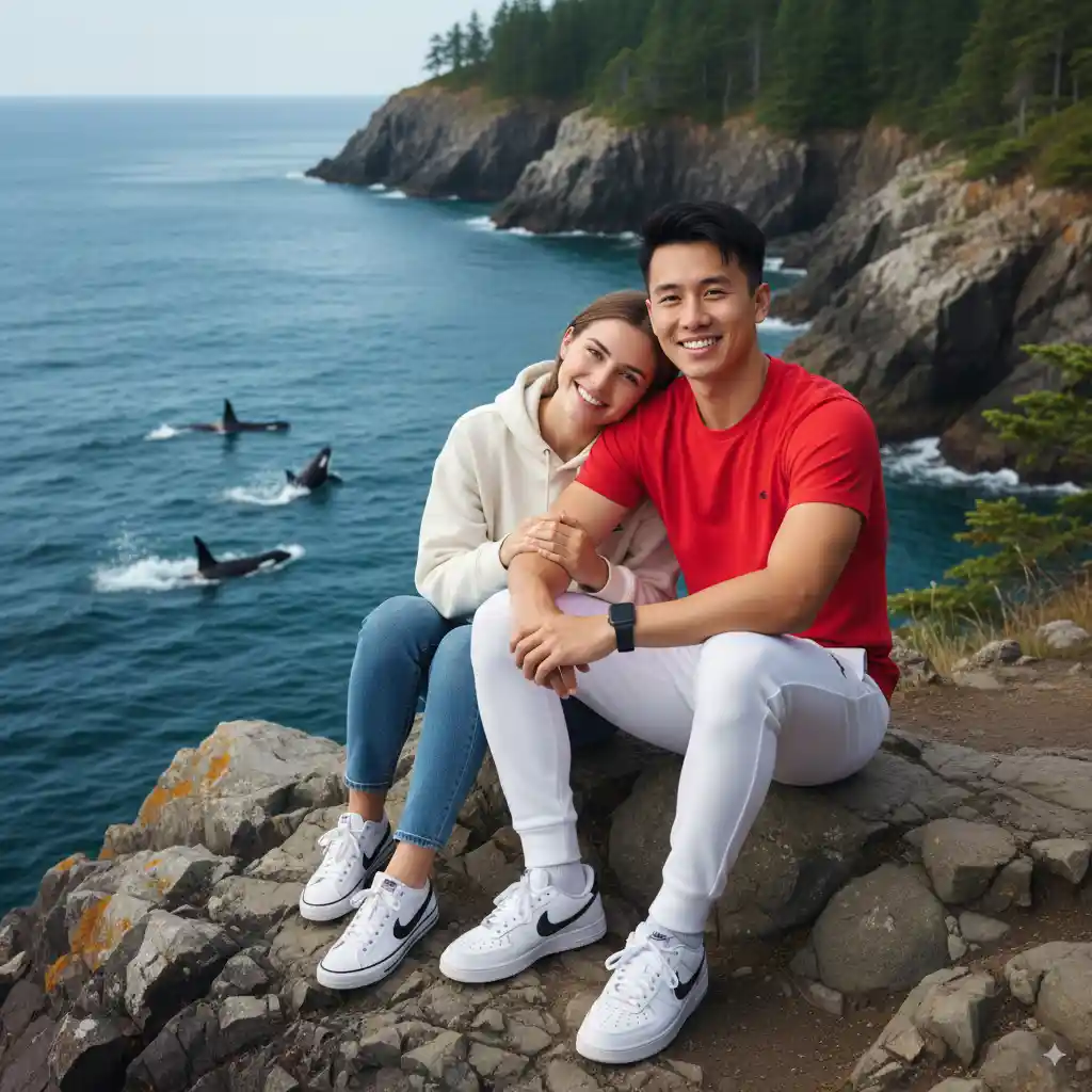 Couple By The Ocean Cliff AI Couple Photo template