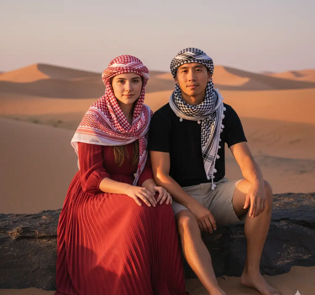 Desert Dunes AI Couple Photo template