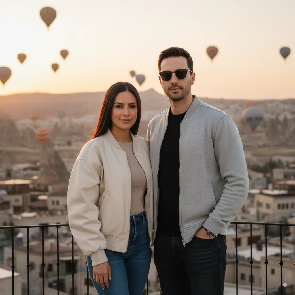 Enjoy Theme Park AI Couple Photo template