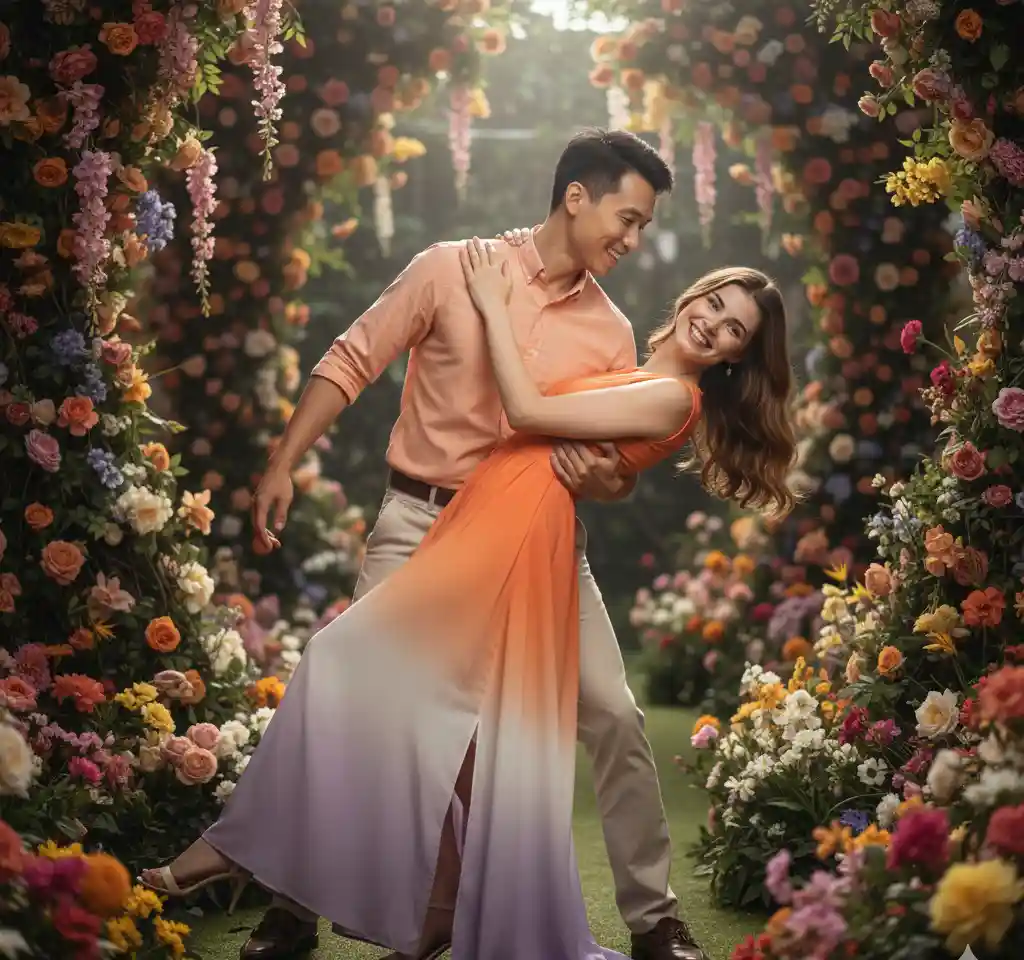 Floral Wonderland AI Couple Photo template