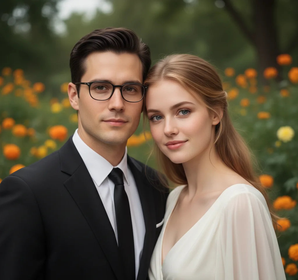 Flower Garden AI Couple Photo template