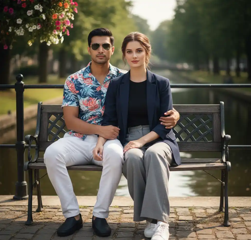 Hugg Theme Park AI Couple Photo template