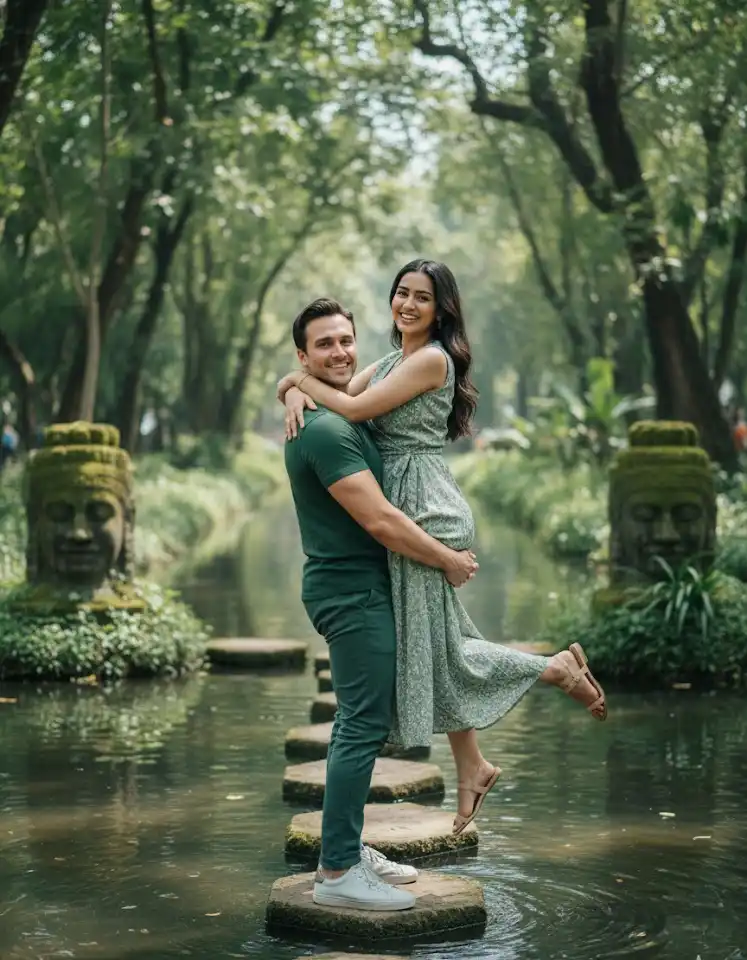 Love Giant Stone AI Couple Photo template