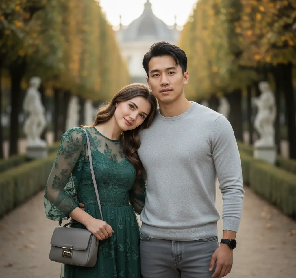 Maze Garden AI Couple Photo template