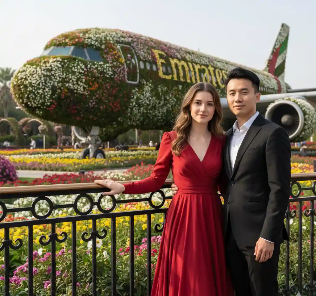 Miracle Garden AI Couple Photo template