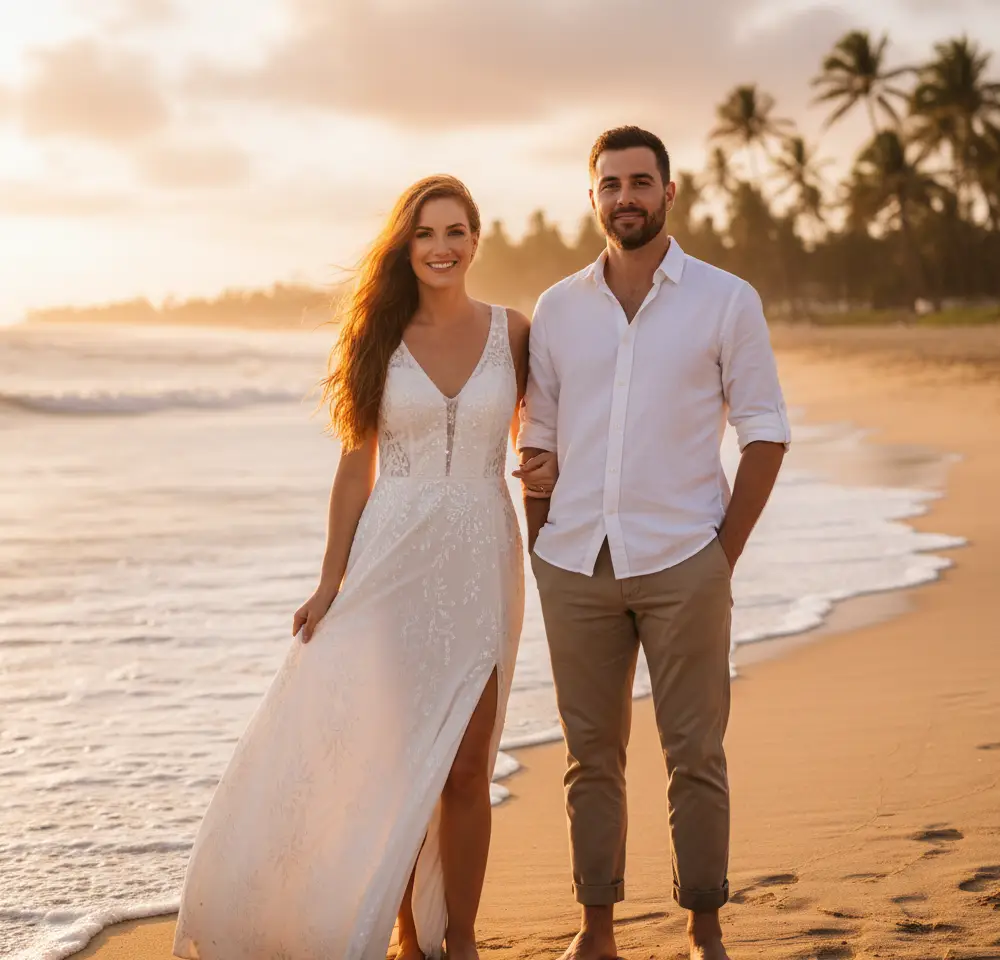 Ocean Stretches Out Test AI Couple Photo template