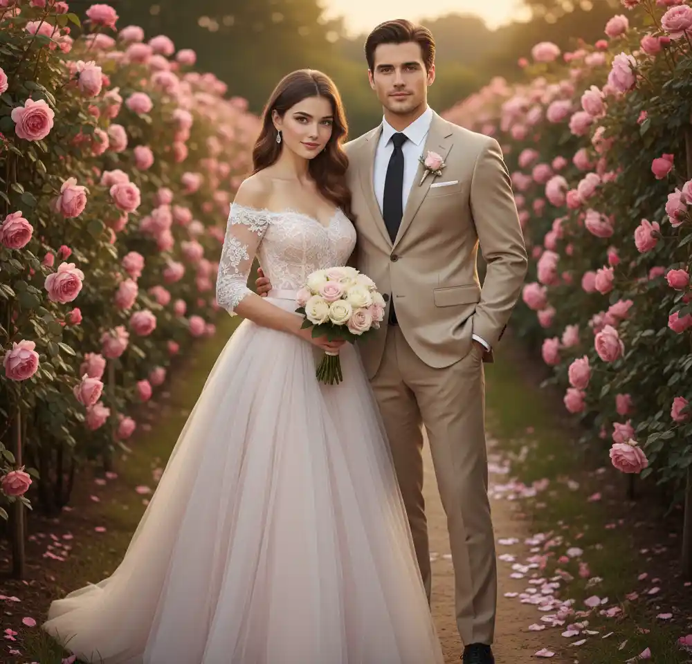 Rose Garden AI Couple Photo template