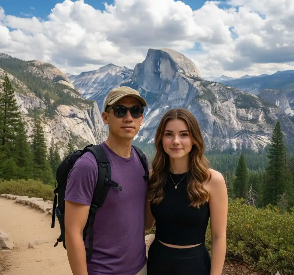 Yosemite Overlook Couple Photo AI Couple Photo template