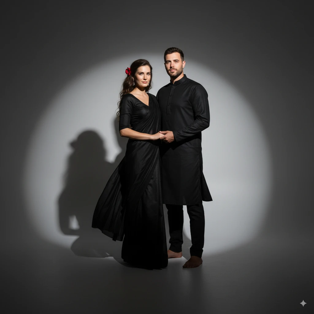 Black Outfit AI Couple Photo template