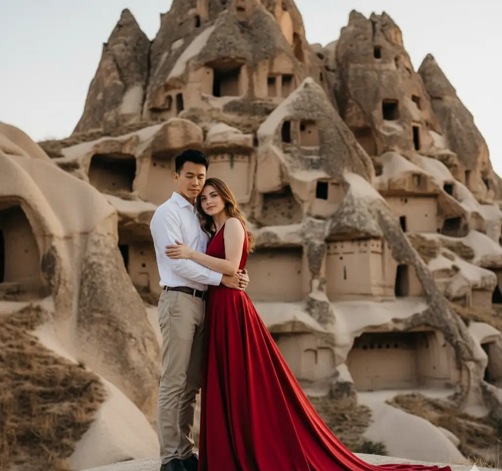 Cappadocia’S Iconic AI Couple Photo template