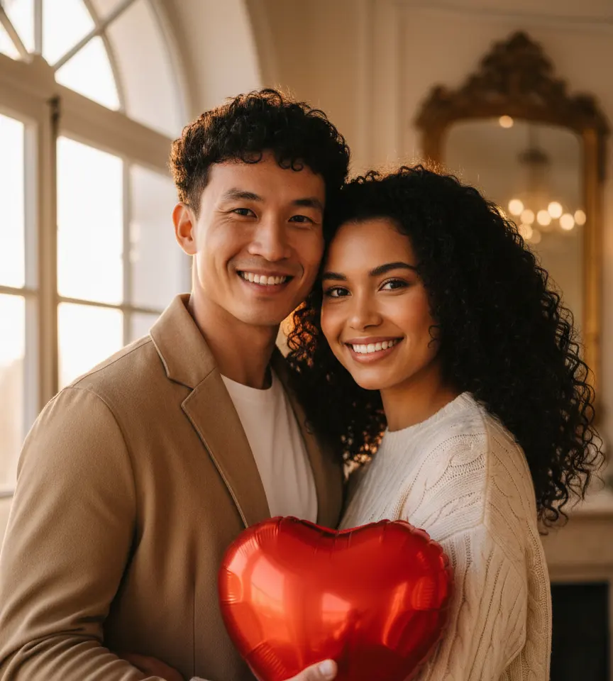 Casual Hug AI Couple Photo template