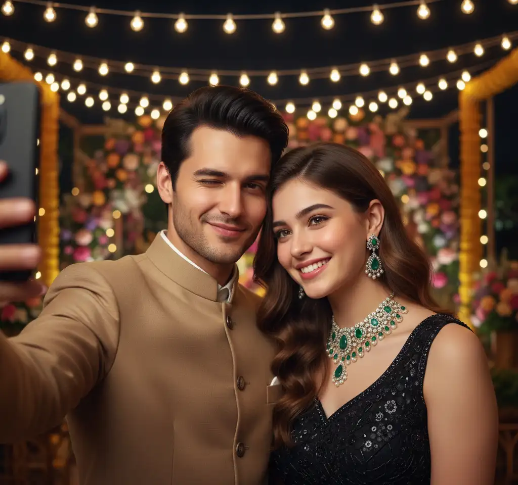 Closeup Selfie AI Couple Photo template