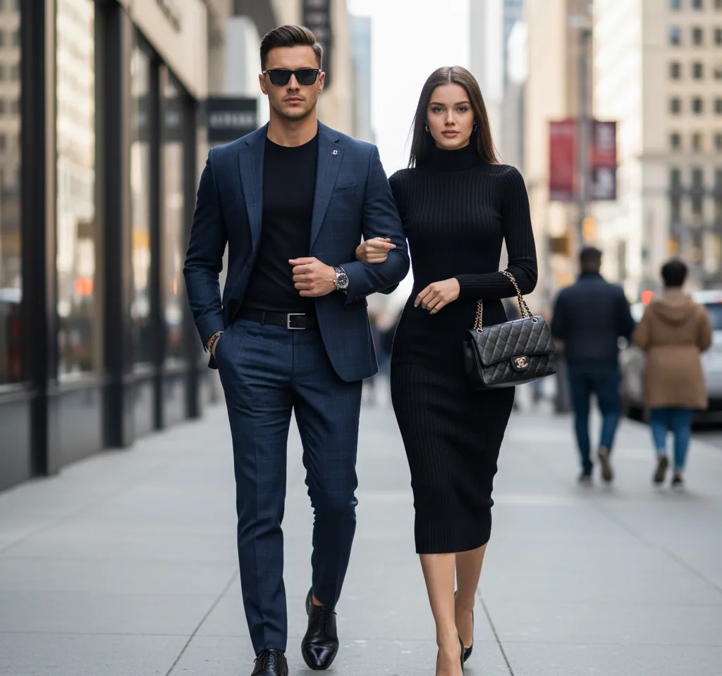 Confident Walking AI Couple Photo template