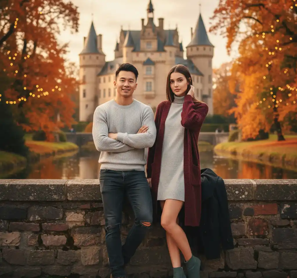 Disneyland AI Couple Photo template