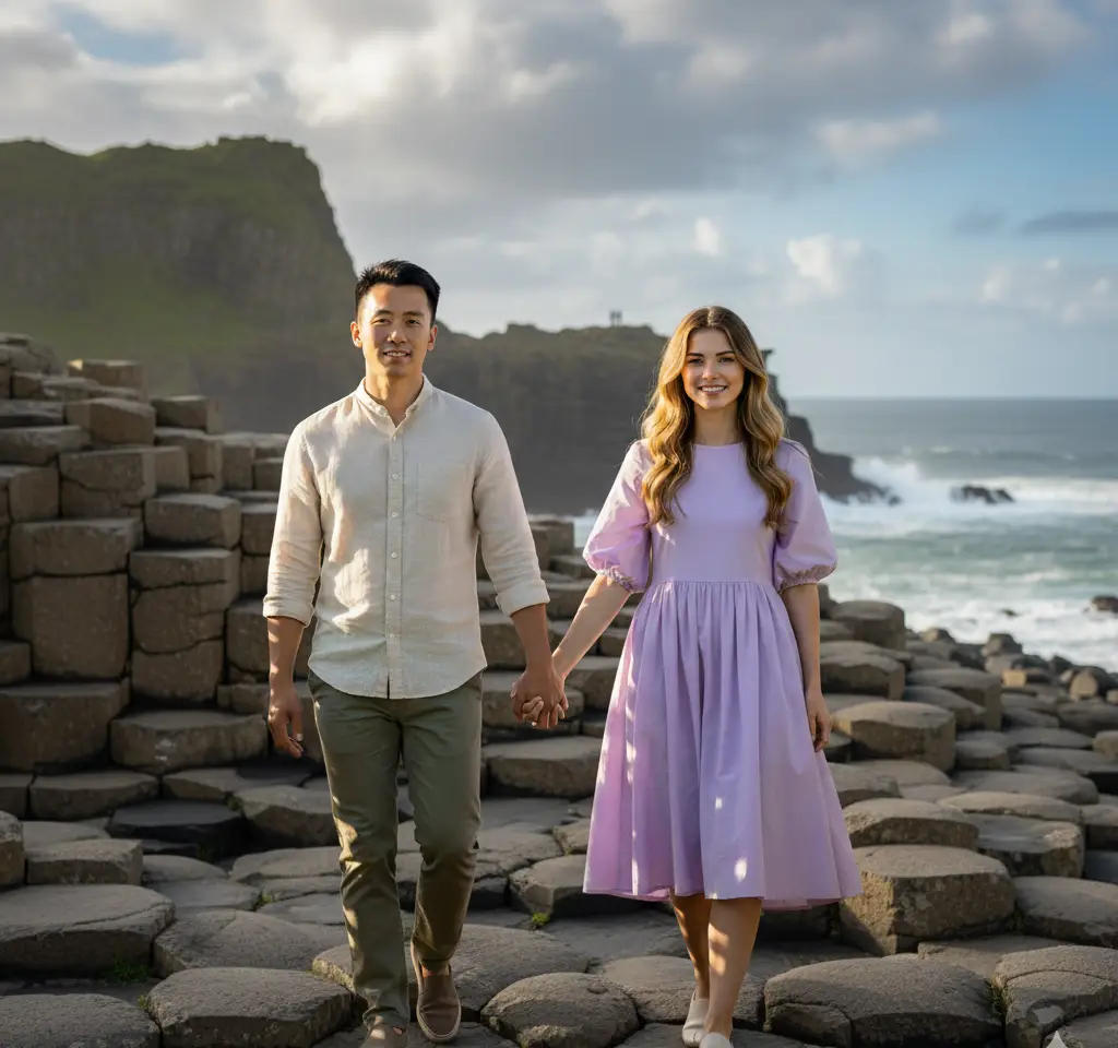Giant’S Causeway AI Couple Photo template