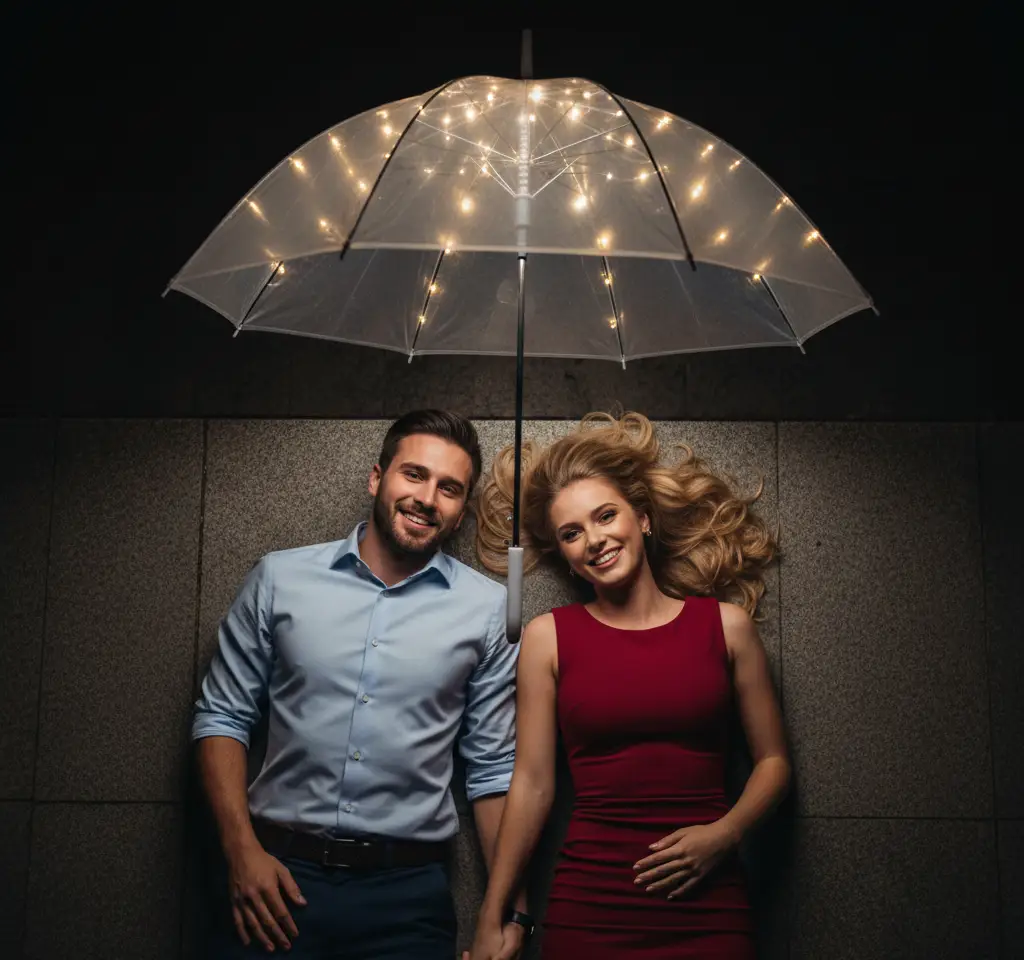 LED Umbrella Couple Portrait AI Couple Photo template