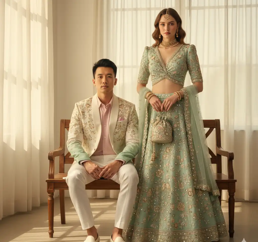 Minted Glamour Couple Portrait AI Couple Photo template