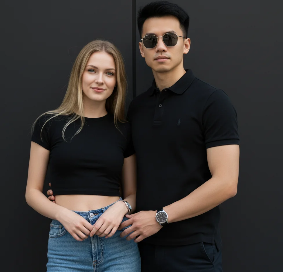 Modern Black Elegance Couple AI Couple Photo template