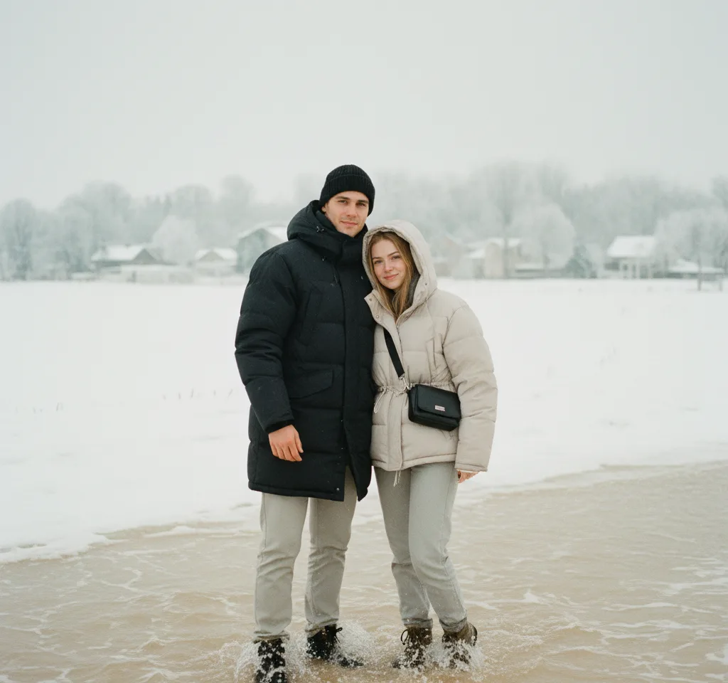 Natural Winter Expressions Couple AI Couple Photo template
