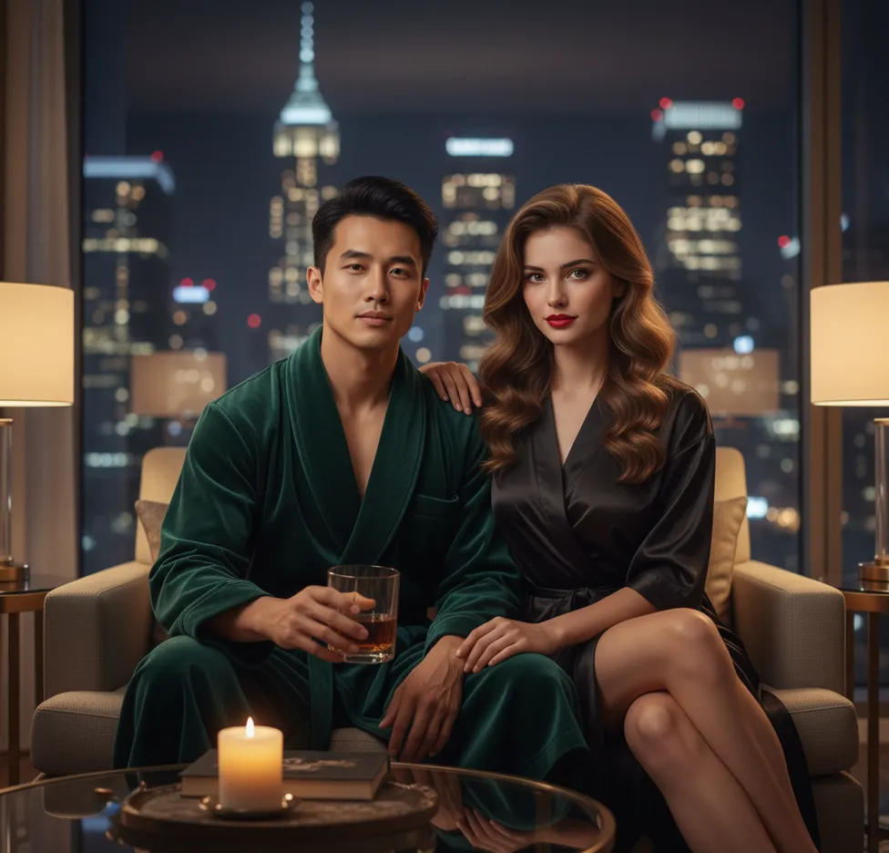 Cozy Night Couple Portrait AI Couple Photo template